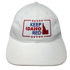 Keep Idaho Red Strapback Hat White One Size Embroidered ACE Headwear